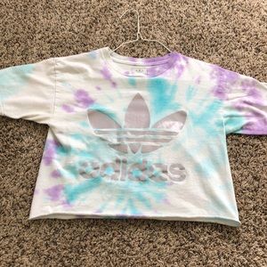 cropped adidas tie-dye shirt